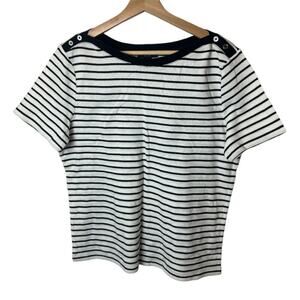 Chaps White Navy Stripe Short Sleeve Top T-Shirt Women's Size XL